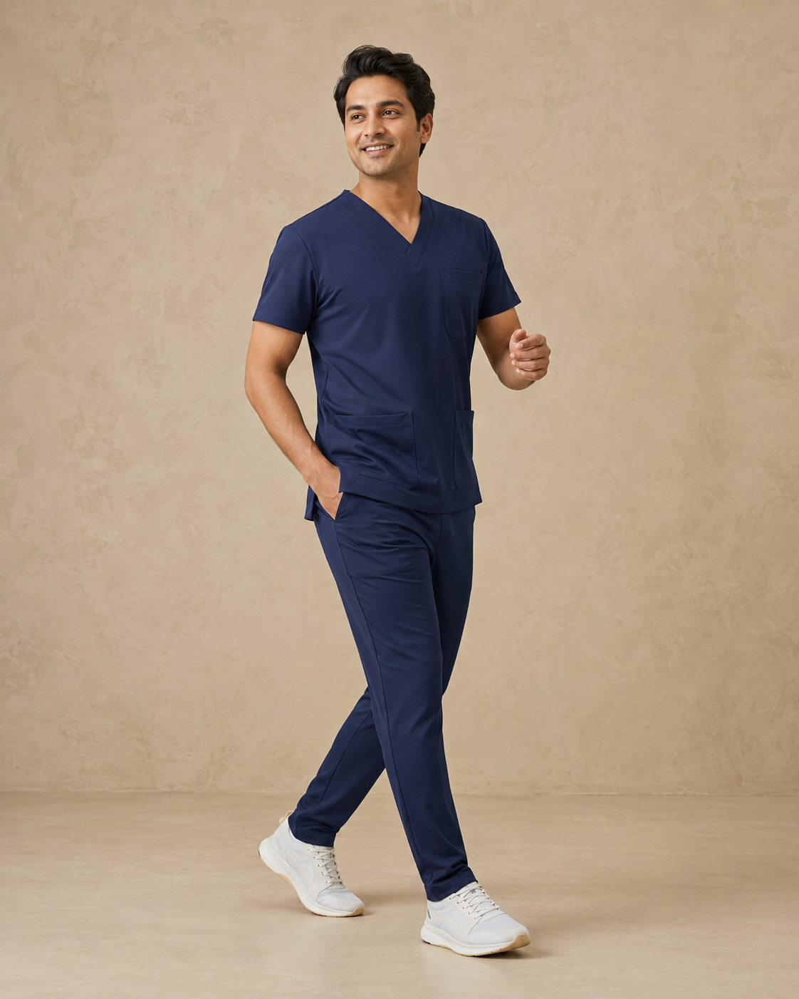 Doctor wearing a deep navy stretchable MedONN scrub